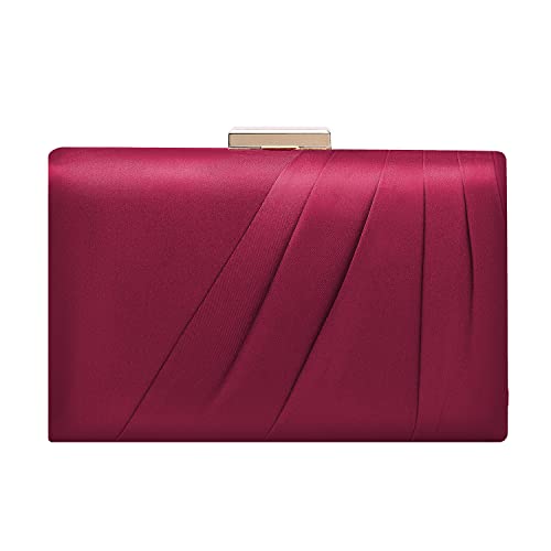 Image of Pleated Satin Clutch Purse For Women Wedding Bridal Clutch Bag Prom Party Clutch
