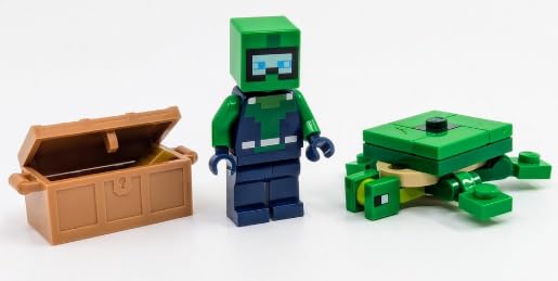 LEGO Minecraft Diver Minifigure with Treasure Chest and Turtle - 6
