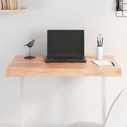 Tablero de mesa de madera maciza tratada en marrón claro y borde vivo (80x40 cm) 2
