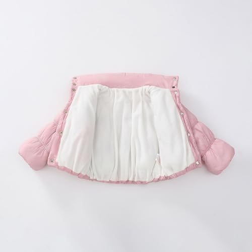 BILIKEYU Toddler Little Girls Puffer Jacket Smocked Long Sleeve Stand Collar Buttons Down Lightweight Winter2