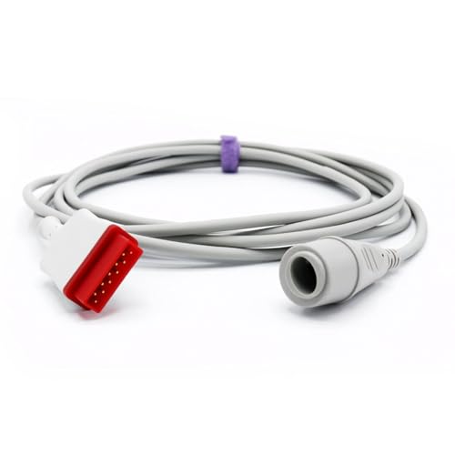 skmeditec 10.5FT IBP Adapter Cable Compatible with GE Marquette, Reusable Cord with 11 Pins Flat Connector (Edwards Connector, 10.5ft)