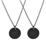 QUARKZMAN 2 Piezas Collar Con Colgante Redondo De Acero Inoxidable Para Hombres Y Mujeres Colgante En Blanco Para Grabar Regalos De Joyería Para Cumpleaños (0.8 Pulgadas Negro)