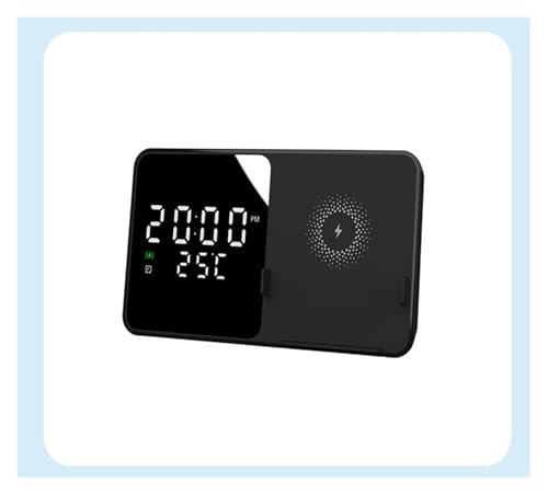 ワイヤレス充電、急速充電、15W時計目覚まし時計温度計、16 15 14 13と互換性あり、S24 S23と互換性あり(Black)