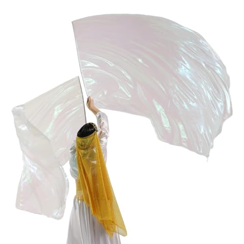 MUNAFIE 55" semicircle Worship Dance Banner, semicircle Metallic Flag Praise Flag with Scalable Rod 2 Pieces