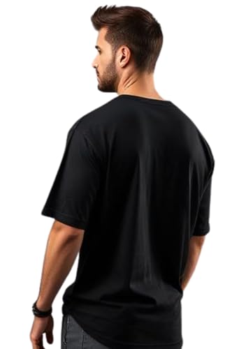 Image of URGEAR Oversized Black T-Shirt, Half Sleeve, Casual Fit, Geometric Snake Print