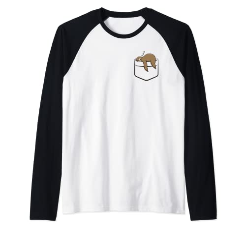 Cute Pocket Sloth Funny Lazy Sleeping Sloths Lover Raglan Baseball Tee
