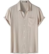 JEMITOP Men's Summer Cooling Shirts Lightweight Breathable Short Sleeve Button up Shirts for Beac...