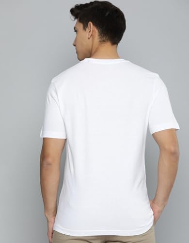 Image of Veirdo Regular Fit Half Sleeves Round Neck Typographic Printed Pure Cotton T-Shirt for Men (Available Colors: Black, Navy, Swan White, & White) (Sizes: S to 2XL)