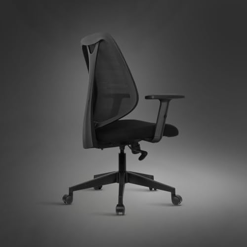Image of Kepler Brooks Pulse Office Chair for Work | 3-Year Warranty | Ergonomic Office Chair, Study Chair for Home, 1D Arms, Single Lock Recliner, Heavy Duty Nylon Base (Black)