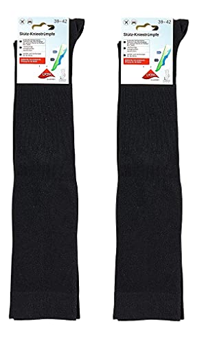 Leo Design 2 Pairs Gradual Compression Socks for Women Support Knee Medical 15mm/Hg (US 5-7.5, Black)