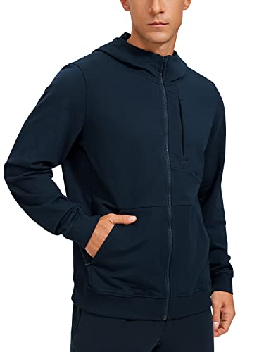 CRZ YOGA Men's Cotton Zip-up Hoodie Thick Terry Essentials Athletic Casual Hoodies Zip Hooded Jackets Sweatshirt with Pockets