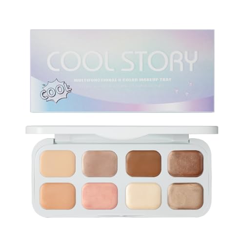 Paleta de sombras de ojos en crema de 8 colores - Multiuso como iluminador y contorno, altamente pigmentada, de larga duración, paleta de correctores Set de maquillaje mezclable para looks brillantes