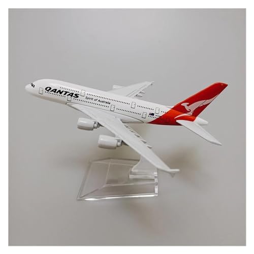 Avión de colección Qantas A380 con acabado vintage y soporte expositor metálico