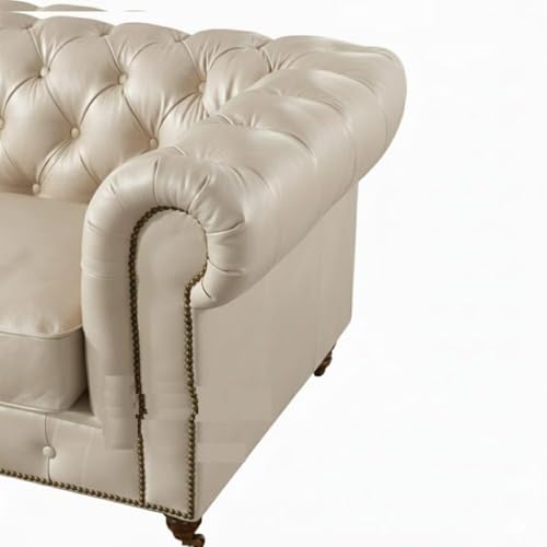 Image of A to Z Furniture Classic 3+2=5 Seater Sofa Set Luxury Chesterfield Leatherette Sofa in for Home Living Room & Office (3+2=5 Seater Sofa Beige)