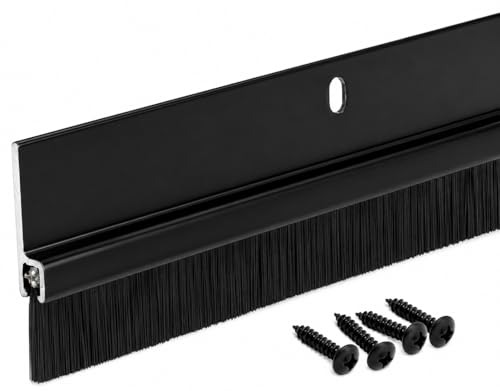 Randall Manufacturing Co. Inc | Door Sweeps Aluminum & Brush | Brush Sweeps for Gaps Up to 1 | Black Holder | 3 Feet | Fill Gaps & Keep Unwanted Debris Out