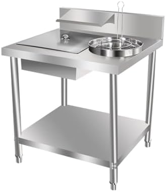 Commercial Stainless Steel Breading Table - Fry Prep Station for Restaurants & Homes, Includes Container & Basket for Chicken & Fries, Perfect for Hotels & Food Service
