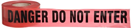 Image of IPG Weather Resistant Specialty Barricade Ribbon, inchDanger Do Not Enter inch, 3 inch x 1000 ft, Red, (8-Pack)