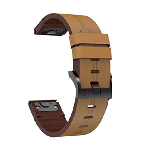 Bracelet en cuir marron clair 22mm pour Garmin Fenix 5 935 945 au style élégant