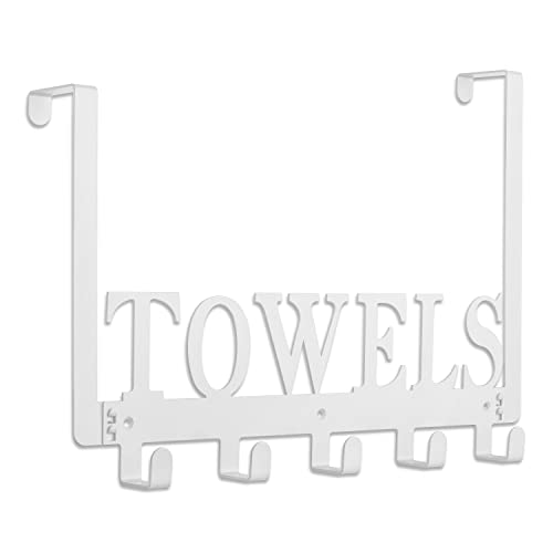 Kuhome Towel Hooks Over The Door Hooks Hangers Wall Mount Towel Rack Towel Holder for Bathroom, Storage Coat Hooks for Home Decor Metal Organizer for Towel Clothes Bag Robe(White) | Hangers, Towel Rack, Towel Holder, for Bathroom, Storage Coat Hooks, for Home Decor