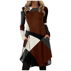 Women'S Fall Dresses Fashion Casual Printed Round Neck Pullover Loose Long Sleeve Dress Clothes 2023, S-3Xl 9