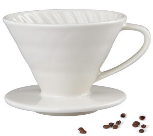 Pour Over Coffee Dripper Ceramic Coffee Dripper: AUKOMER Reusable Pour Over Cone Maker-Collapsible Coffee Dripper Coffee Filter Cup- Slow Brewing Accessories for Home Office Camping (Off White)