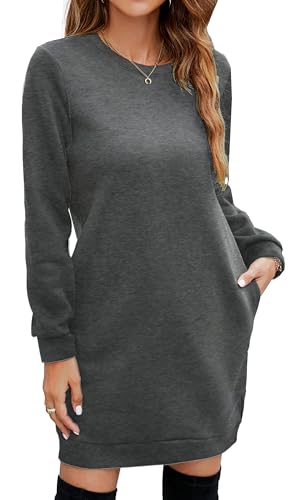 YUTILA Sweatkleid Damen Pulloverkleid Langarm Lange Herbst Winter...