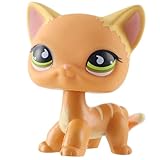 Rare Old LPS Orange Shorthair Kitty Cat #525 Green Eyes Mini Pet Shop Dog Action Figure Toys Cute Short Hair Dog Kids Animal Toy for Girls & Boys