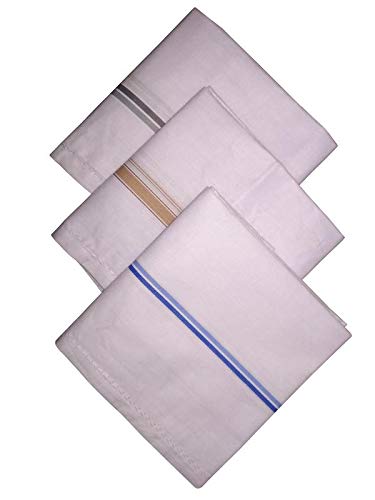 Utkarsh (Pack Of 3) Premium Quality Men's/Boy's White Cotton With Border Hankies/Hanky/Handkerchief-picture-43