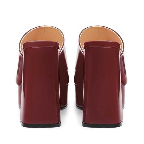 Image of Women Square Open Toe Platform Chunky Heel Slide Sandals