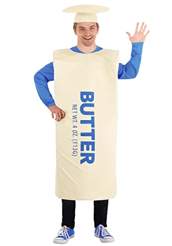 Fun Costumes Stick of Butter Costume Adult - Tunic and Hat for Food & Drink Theme - Standard - White