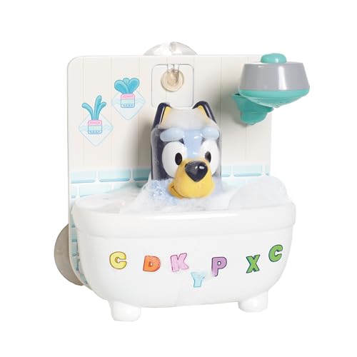 Toomies Bluey Prend Son Bain, Jouet de Bain Interactif, Eau et Bulles, Pommeau de Douche Fonctionnel, Développement des Compétences, pour Enfants Dès 18 Mois
