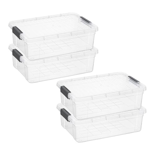Image of Superio Storage Bins with Lids, Clear Plastic Containers for Organizing, Stackable Totes, BPA Free, Odor Free, Organizer Boxes for Home, and Dorm (4 Pack, 22.75 Qt)