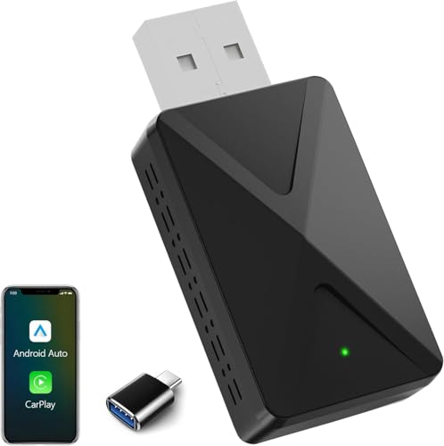 Adaptateur sans fil Android Auto & Carplay sans fil, connexion rapide et sans retard, Stick 2 en 1 Convertir Wired Android Auto/Car Play en sans fil pour iOS 10+ et voitures à partir de 2017 (USB-A)