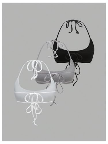 Women's 3 Packs Basic Backless Halter Top Slim Fit Micro Crop Camisole Tops2