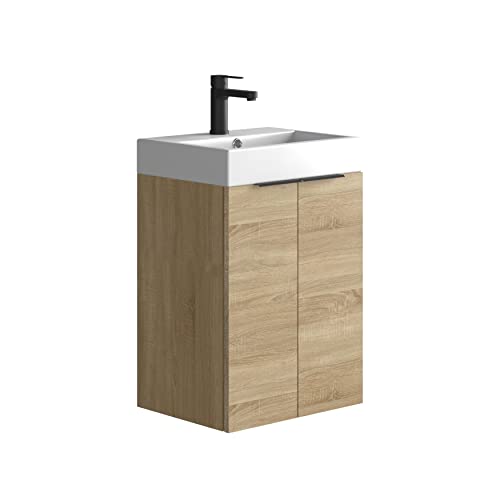 Baikal Conjunto De Mueble De Baño 45cm. Incluye Mueble con Lavabo. Melamina 16mm. Mueble MONTADO. Lavabo Encastrado. Sin Espejo 2 Puertas Bardolino
