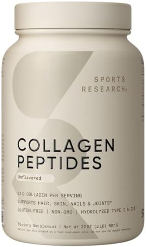 Sports Research Collagen Peptides - Hydrolyzed Type 1 & 3 Collage...
