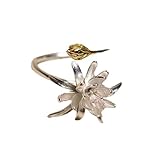 フォートゲート ナイトブルームセレウスフラワー調節可能リングレディース頑丈合金ファッショナブルデザイナージュエリーアクセサリー日常使いエピフィラムバッドリング