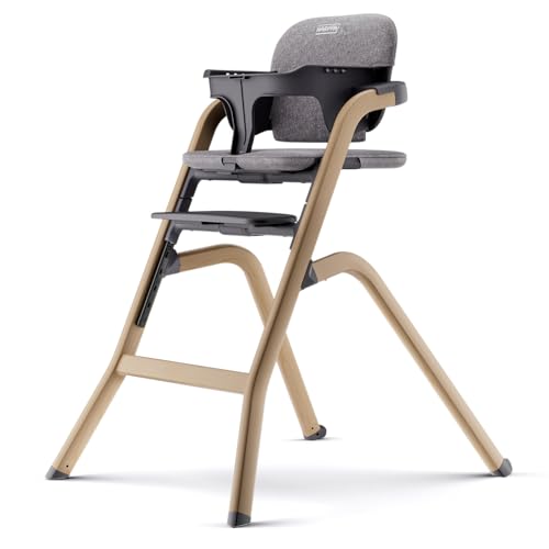 HARPPA Caspio Baby High Chair with Removable Tray and Cushion, 6-Level Adjustable Seat and Footrest, All-in-One High Chair for Babies and Toddlers, Woodgrain Gray