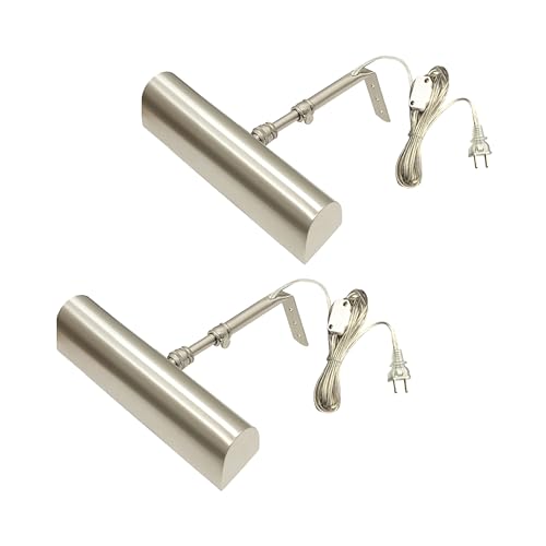 Royal Designs, Inc. Plug-in Picture Light, Gallery Lighting, 12 ft Cord with in-Line Hi/Low/Off Switch, PLP-2010-10-BN-2, Brushed Nickel, 10.75 Inches, Pack of 2