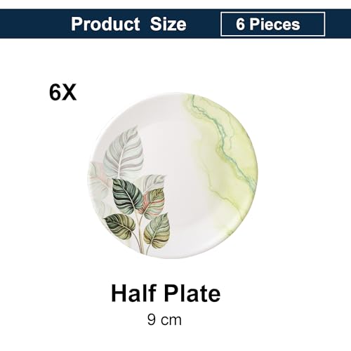 Image of Golden Fish 6 Pieces Quarter Plate Set for Snacks & Breakfast | Small Serving Plates for Kitchen | Strong, Lightweight & Space Saving Design | Ideal for Daily Use, Tea-Time & Gifting