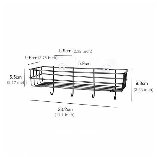 Image of Arena Steel Self-Adhesive Multipurpose Bathroom Shelf with Hooks /Towel Holder /Rack /Bathroom Accessories-Wall Mount - Pack of 4 (White)