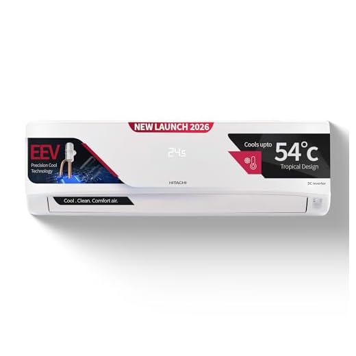 Hitachi 1 Ton 5 Star, New Star rated, Inverter Split AC (Copper, Smart View Display, ice Clean, 4 Way Swing, Anti-Bacterial Filter,RAS.V512PCDIBT, White)