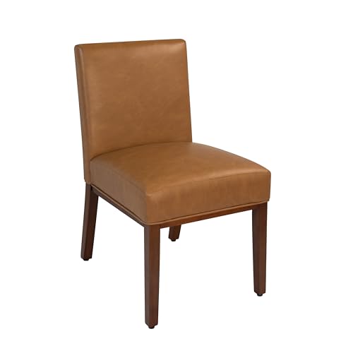 Image of HomePop Kolbe Dining Chair - Carmel Faux Leather, 19.5 inch Seat Height (Single Pack)