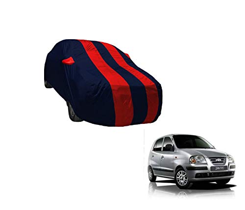 Image of Auto Hub Car Cover Compatible with Hyundai Santroo (Model : 2005-2011) with Weather Proof, Mirror Pocket, Triple Stitched, Santroo Car Cover- Navy-Red