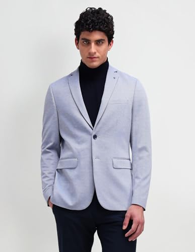 Image of Arrow Knitted Mens Blazer - Self-Design Striped Pattern, Five Pockets, Double-Vented Back Hem Stylish Blazer for Men