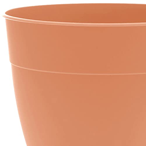 Bloem Dayton Planter With Saucer: 20" - Coral - 100% Recycled Plastic Pot, Removable Saucer, Elevated Feet, For Indoor And Outdoor Use, Gardening, 16.5 Gallon Capacity #TOP7