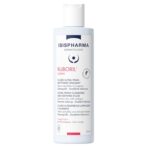 ISISPHARMA RUBORIL - Lotion Lait Démaquillant Apaisant 250 ml - Peaux Sensibles Tous Types de Rougeurs - Sans Rinçage et Non parfumé - Visage Et Yeux -...