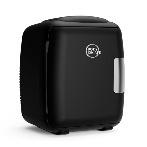 Body Escape Mini Beauty Fridge for Skincare - Birthday Gifts for Her - Retro, Portable, Compact and Quiet Small Fridge for Makeup - 5L - Black Mono