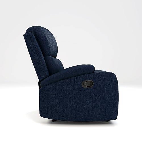 Image of Torque - Simon 1 Seater Fabric Manual Recliner | Recliner Sofa /Chair for Living Room, Bedroom, Office (Blue) | 1 Year Warranty