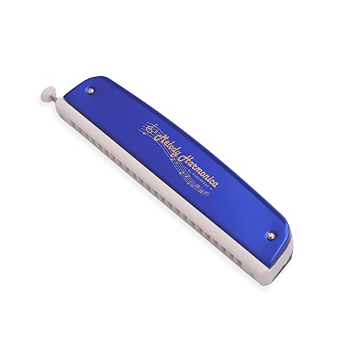 Image of FESTRA R-2403 Professional Harmonica Mouth Organ - 24 Holes Key of C with Case for Professional Players, Beginners, Students, and Kids (Blue)